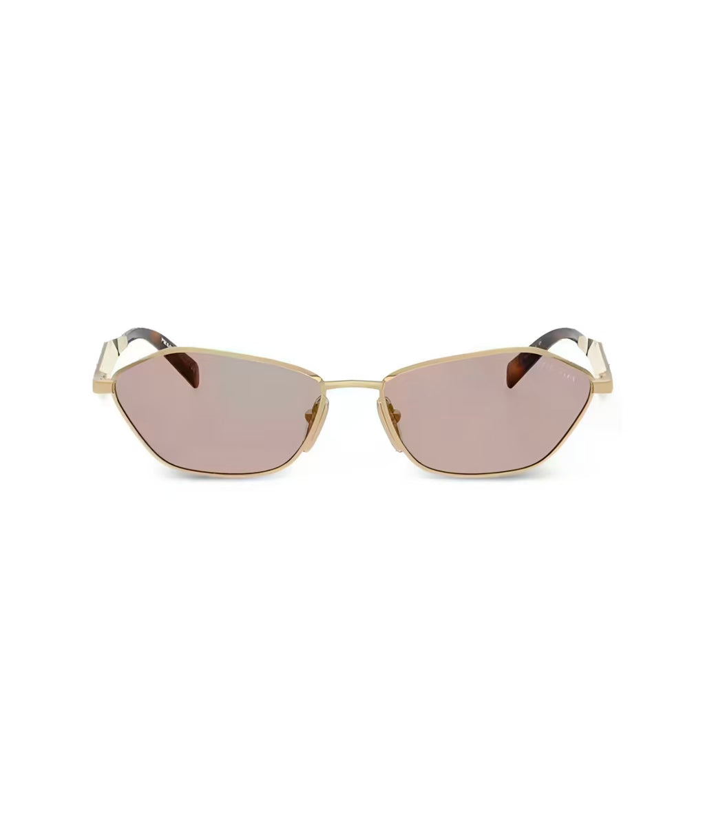 Gold unisex metal geometric sunglasses, front view