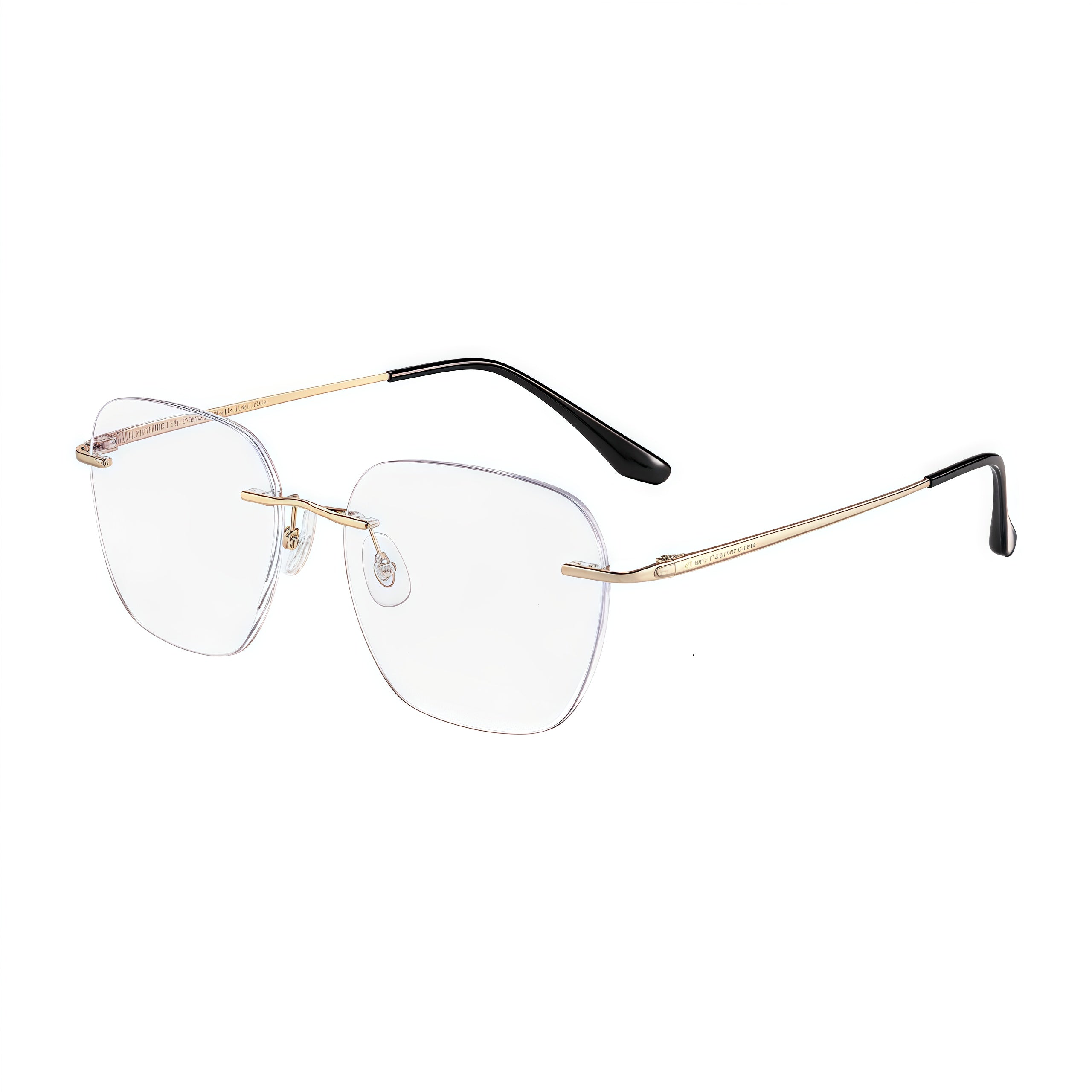 Gold unisex titanium rimless deep soft-square eyeglass frames, product view