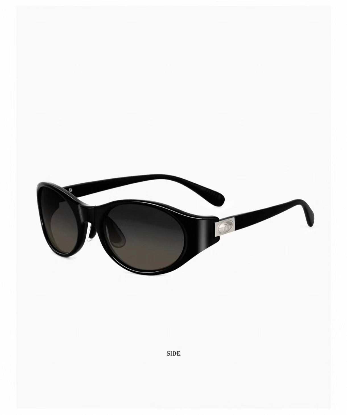 Women’s Glossy Black full-rim cat-eye sunglasses, three-quarter product view