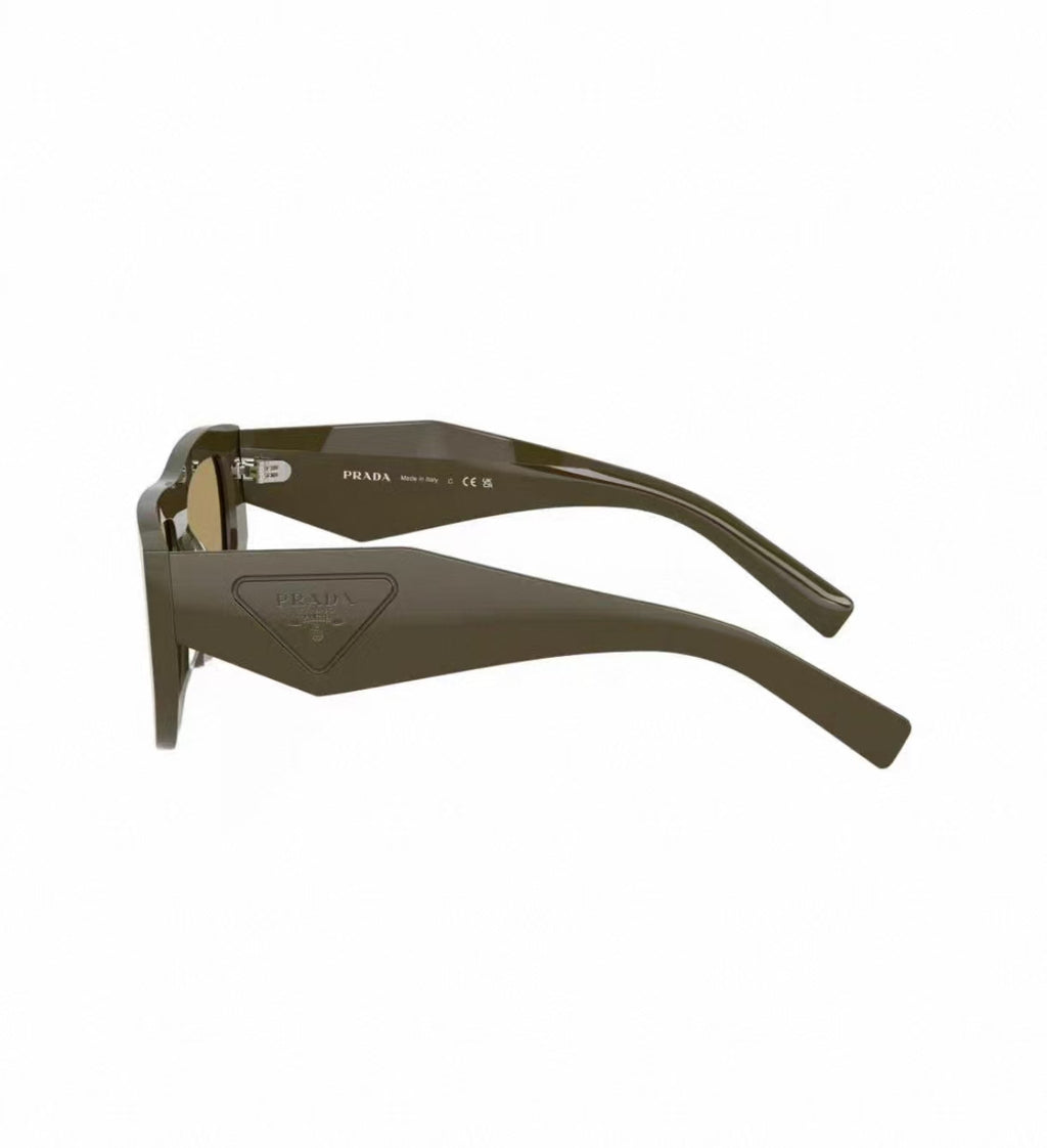 Olive Green unisex acetate rectangle sunglasses, detail-02 view