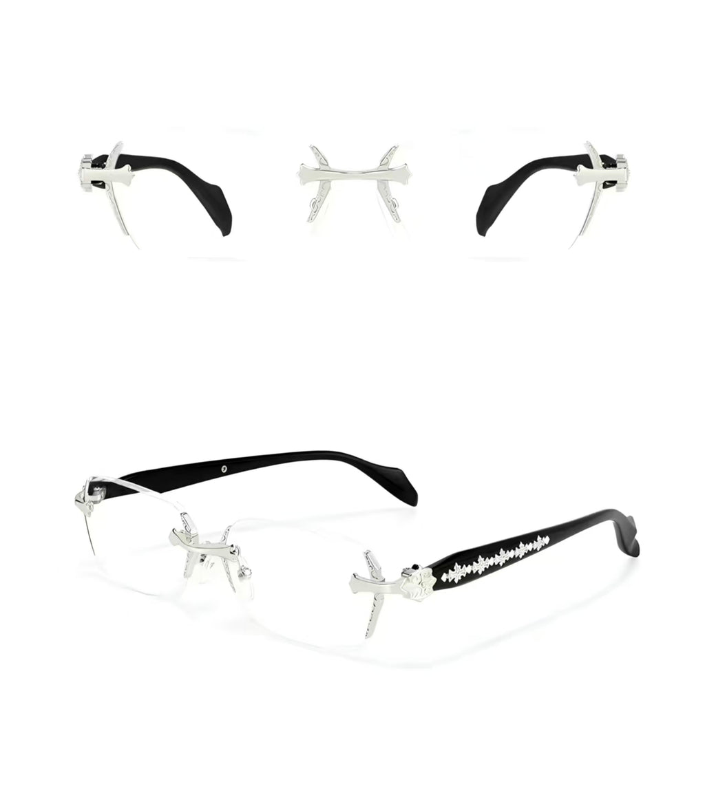 Y2K Women’s Rimless Metal Clear Prescription Glasses Frame