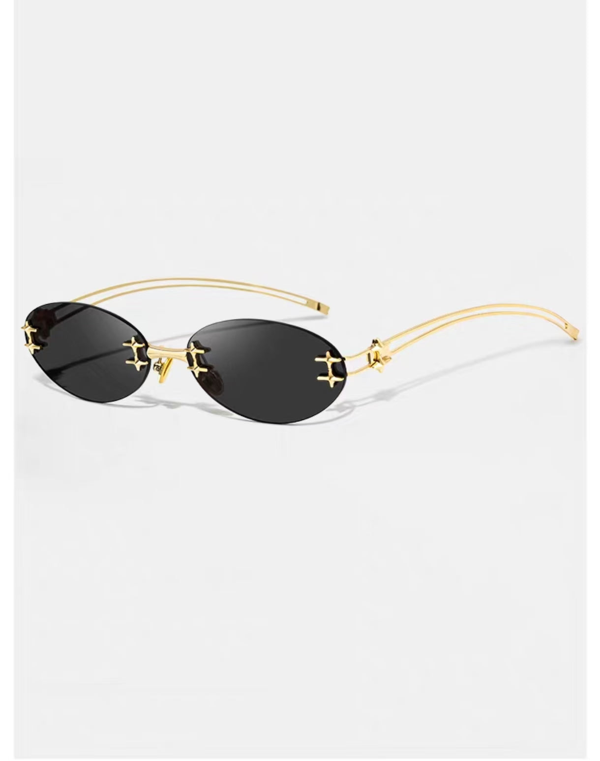 Y2K Women’s Luxury Rimless Small Oval UV400 Sunglasses