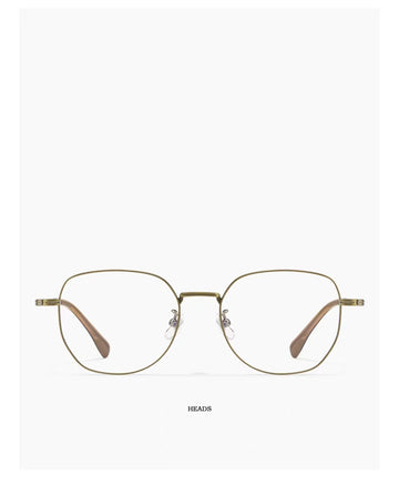 Bronze men's retro oversized titanium full-rim glasses, front product view