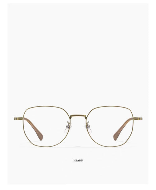 Bronze men's retro oversized titanium full-rim glasses, front product view