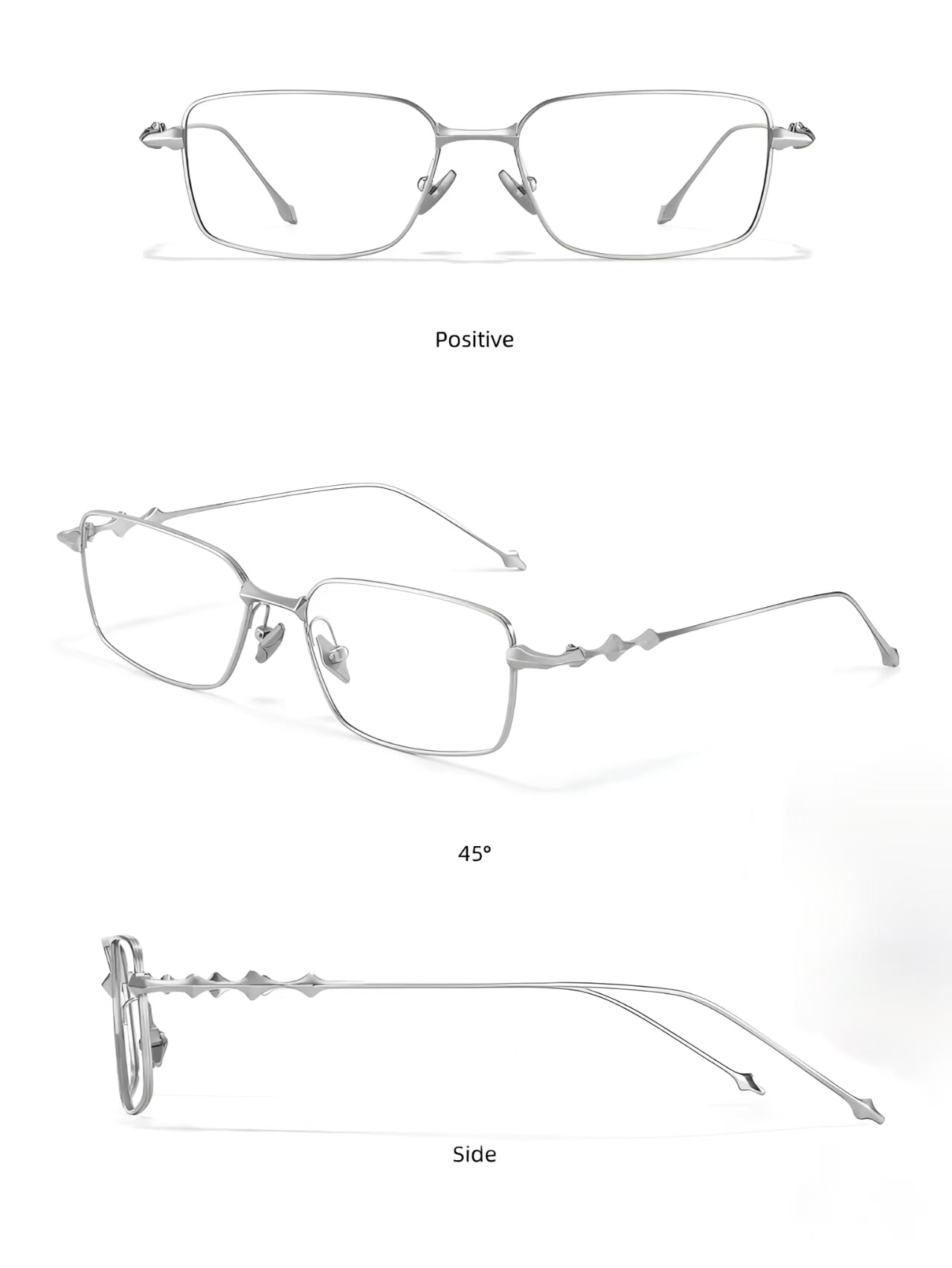 Unisex Luxury Ultra-Light Silver Pure Titanium Anti-Blue Light Prescription Glasses Frame