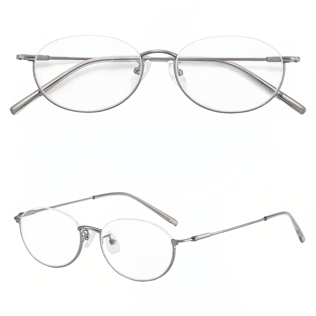 Gunmetal front and 45-degree product views of Stylish Refined Vintage Semi-Rimmed Eyeglasses