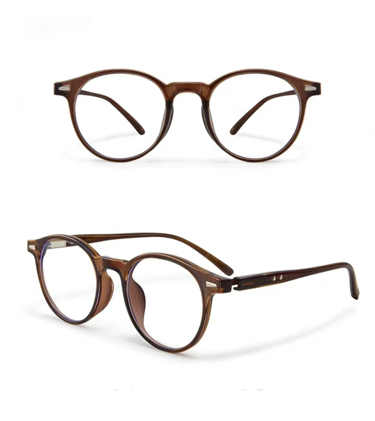 Tea Brown small round full-rim eyeglass frame, product view