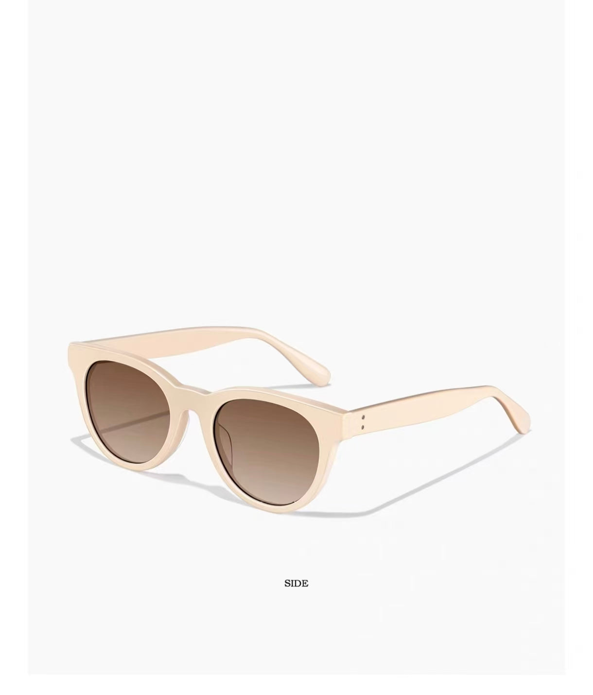 Ivory 45-degree product view of Summer Beach Women’s Luxury Acetate Nylon Cream UV400 Sunglasses