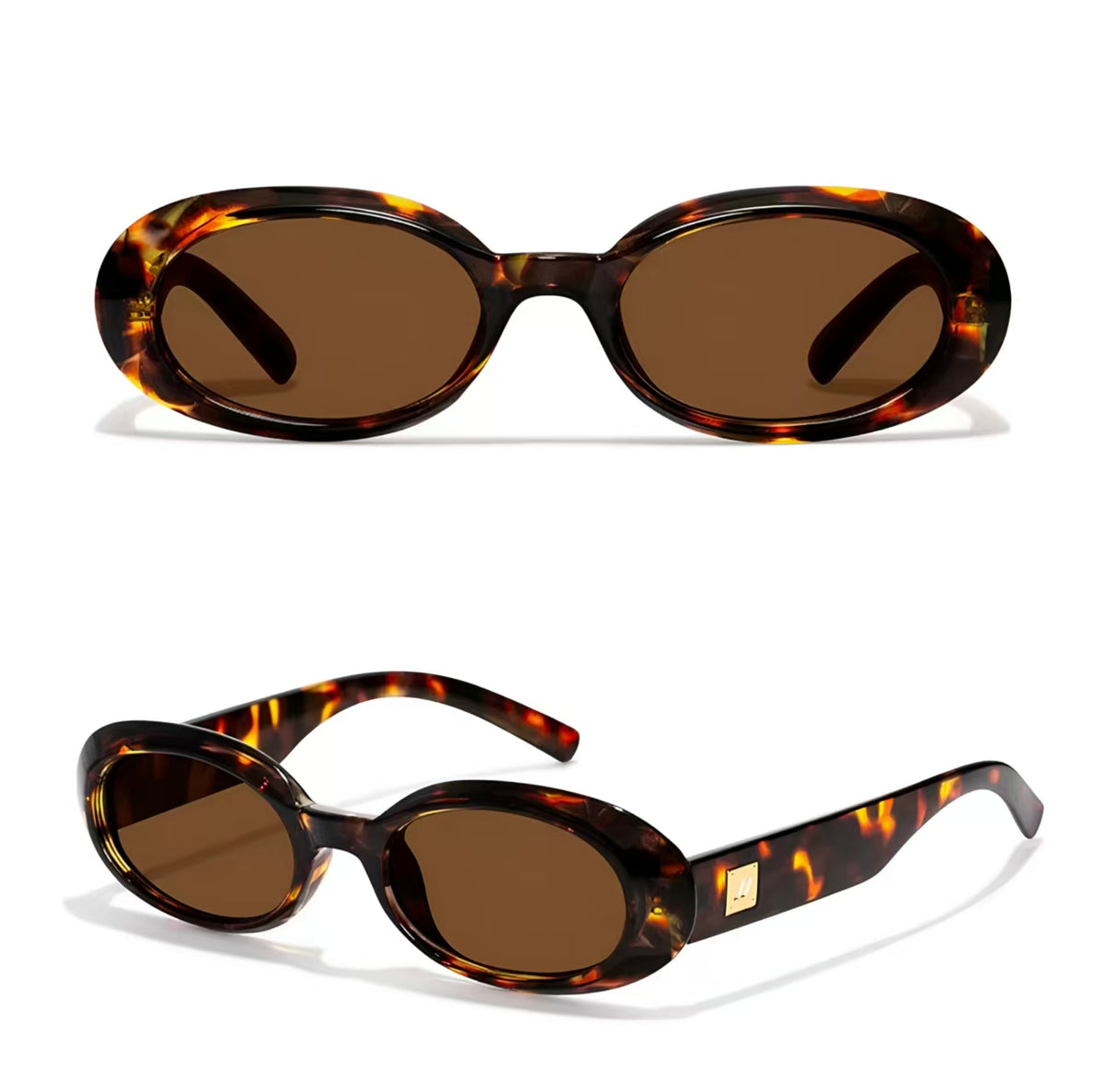 Tortoise Shell women's polycarbonate oval sunglasses, product views