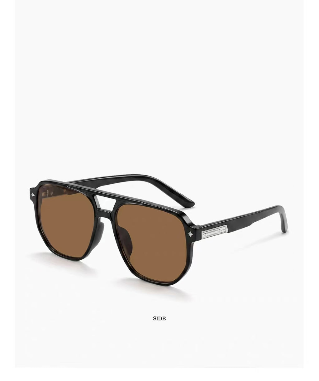 Vintage Women’s Black Brown Narrow Half Frame Sunglasses