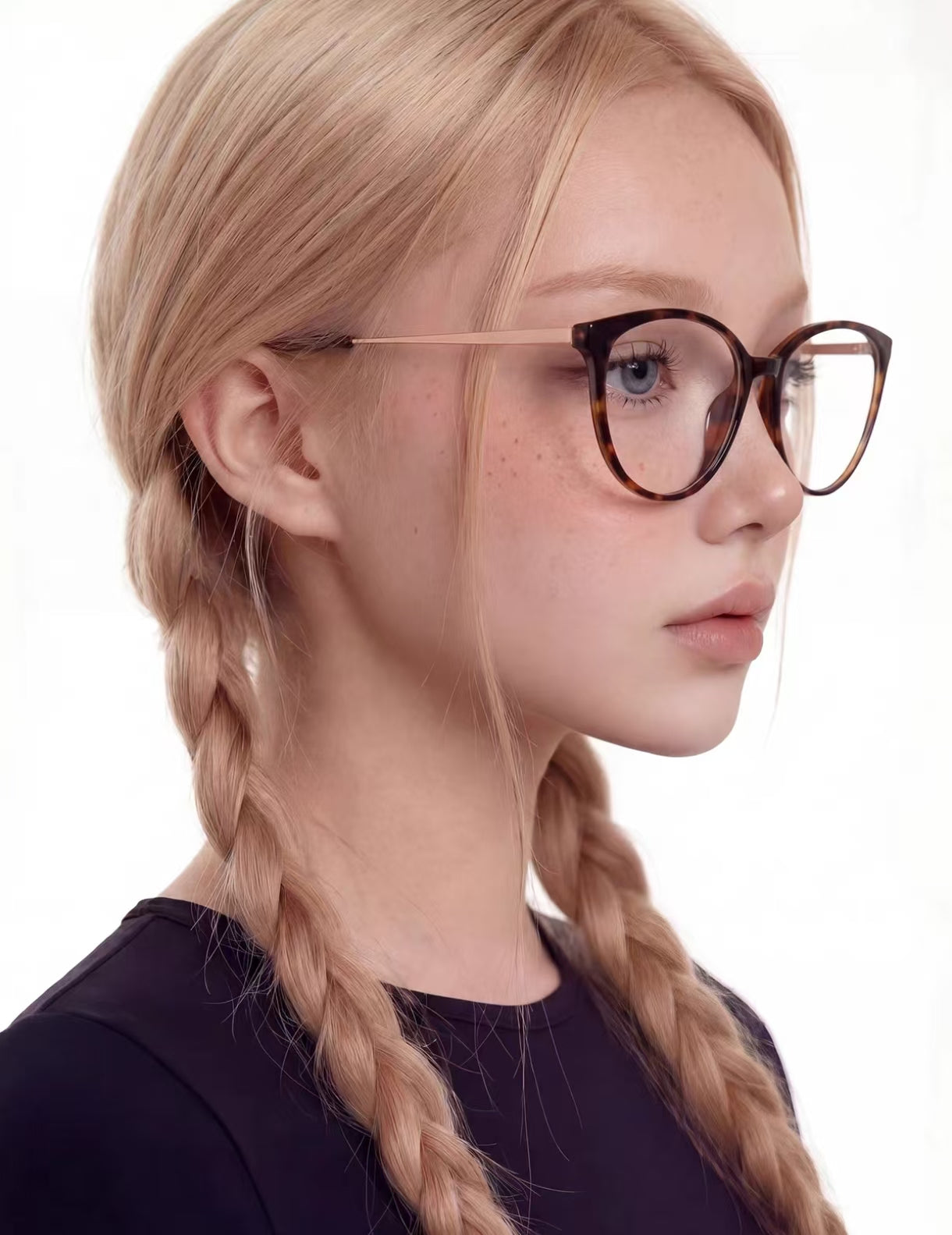 Women’s Retro Tortoiseshell Oversized Cat Eye Ultra-Light Glasses