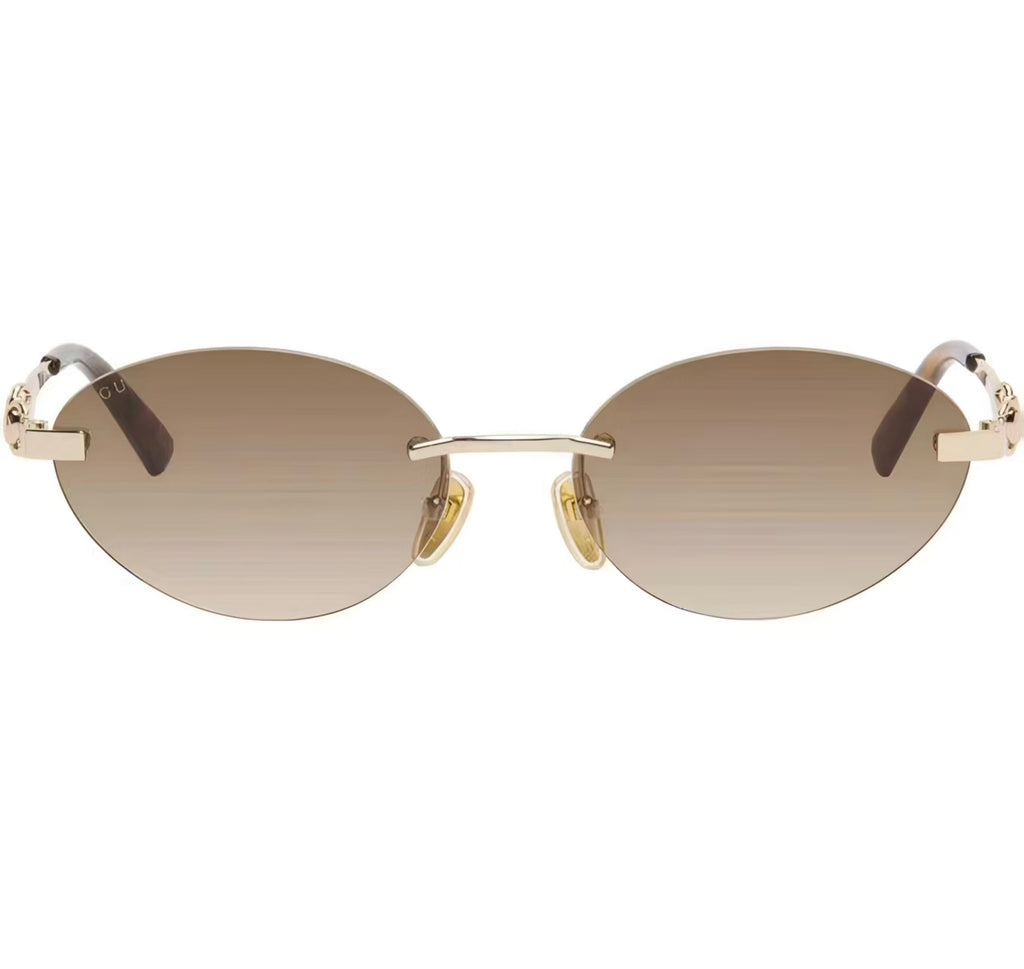 Gold front product view of Gucci Frameless oval sunglasses