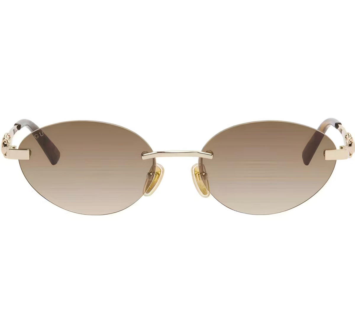 Gold front product view of Gucci Frameless oval sunglasses