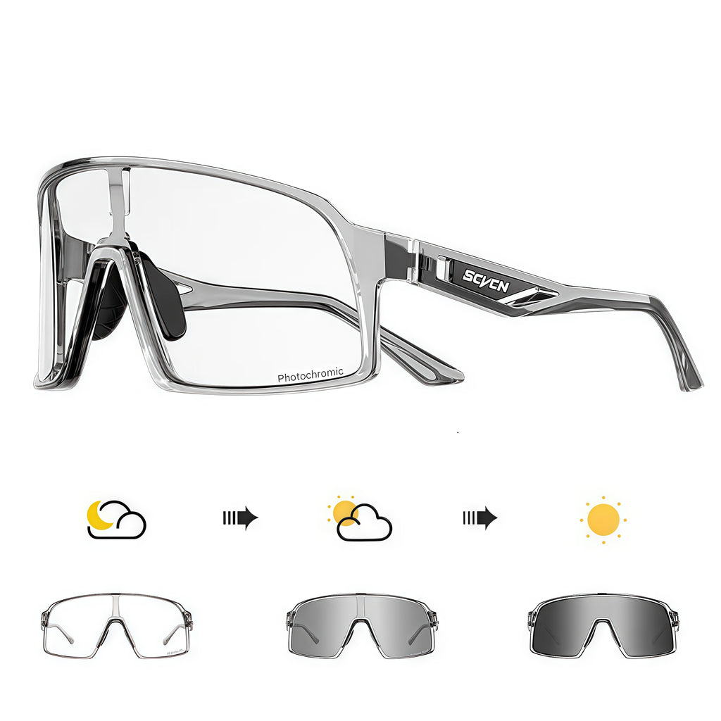 Crystal Grey Frame/Photochromic Grey Lens unisex tr90 rectangle sunglasses, detail-01 view
