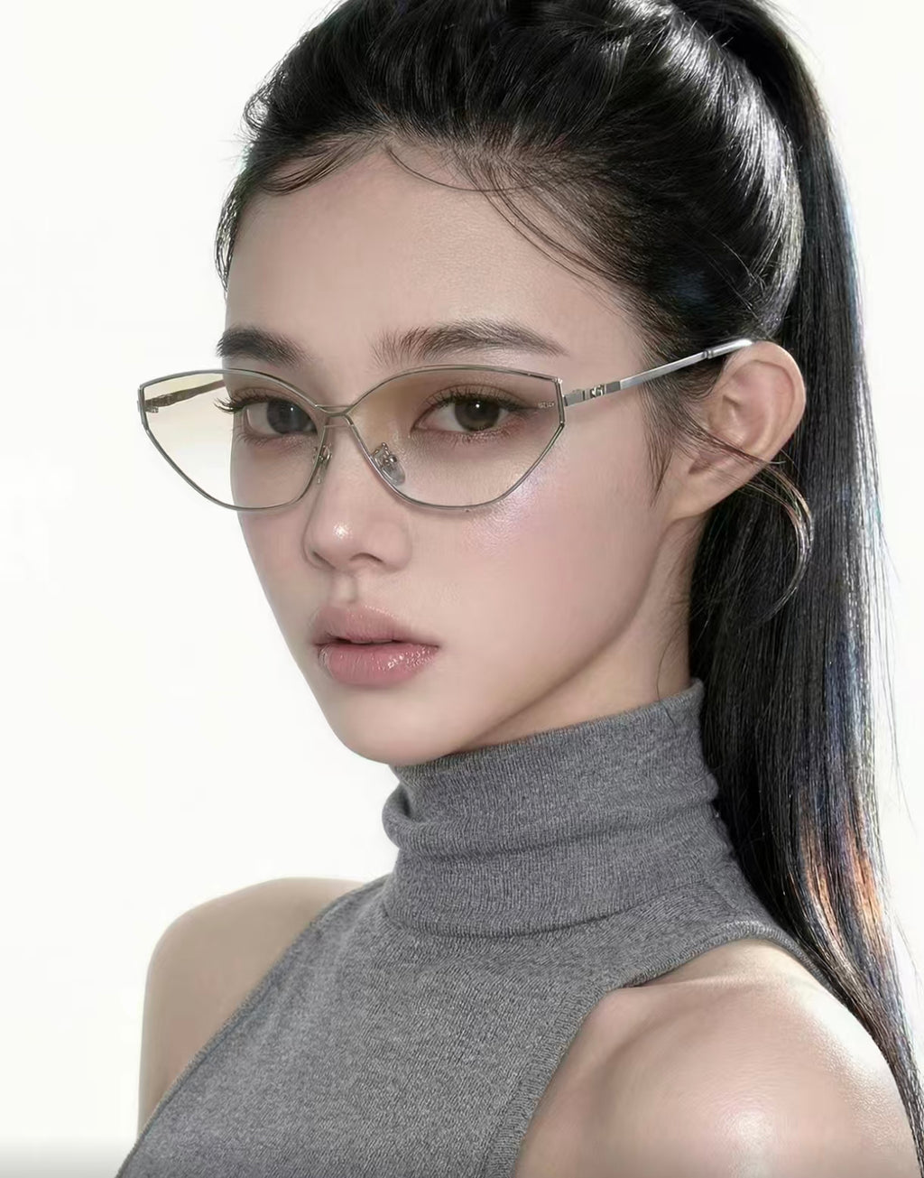 Y2K Women’s Luxury Rimless Small Oval UV400 Sunglasses