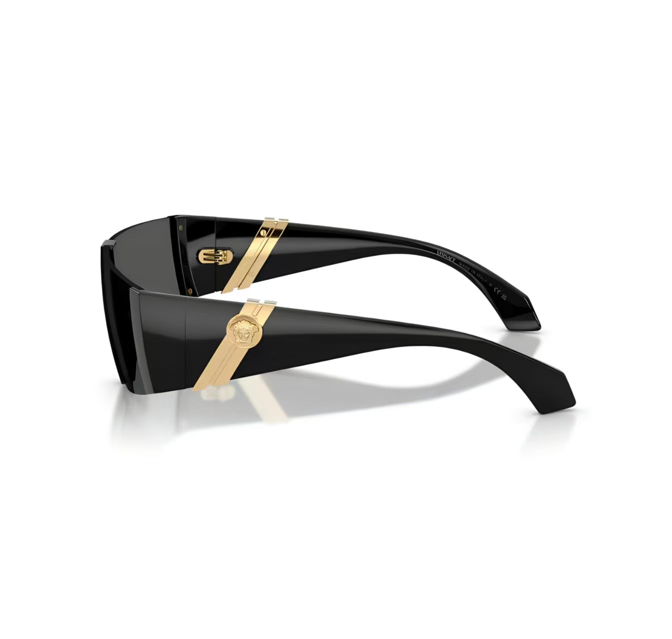 Black side product view of Versace 0VE4516 Rimless Shield Trendy Casual Sunglasses