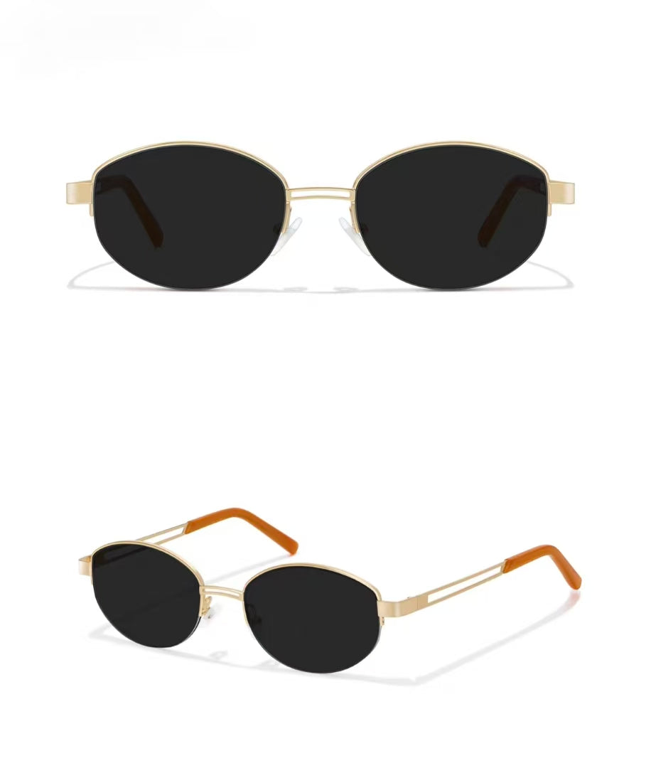 Women’s Metal Small Oval UV400 Sunglasses