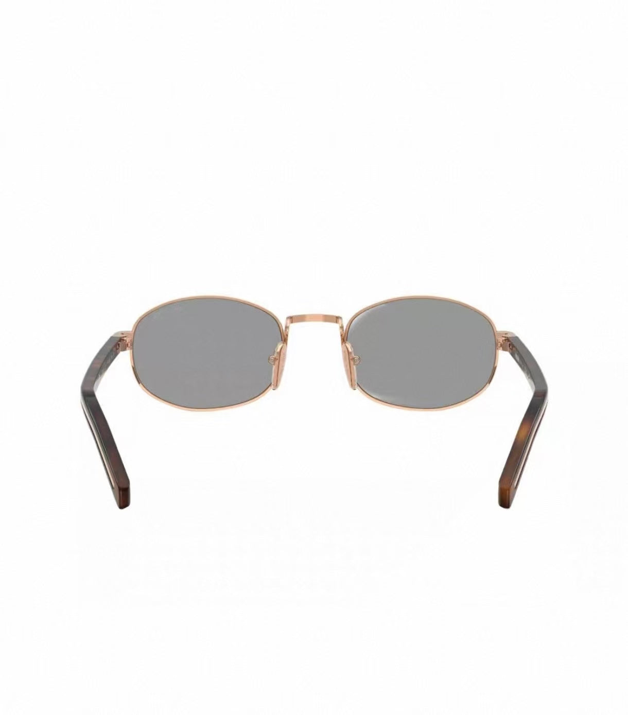 Gold&Gray unisex acetate and metal oval sunglasses, detail-02 view
