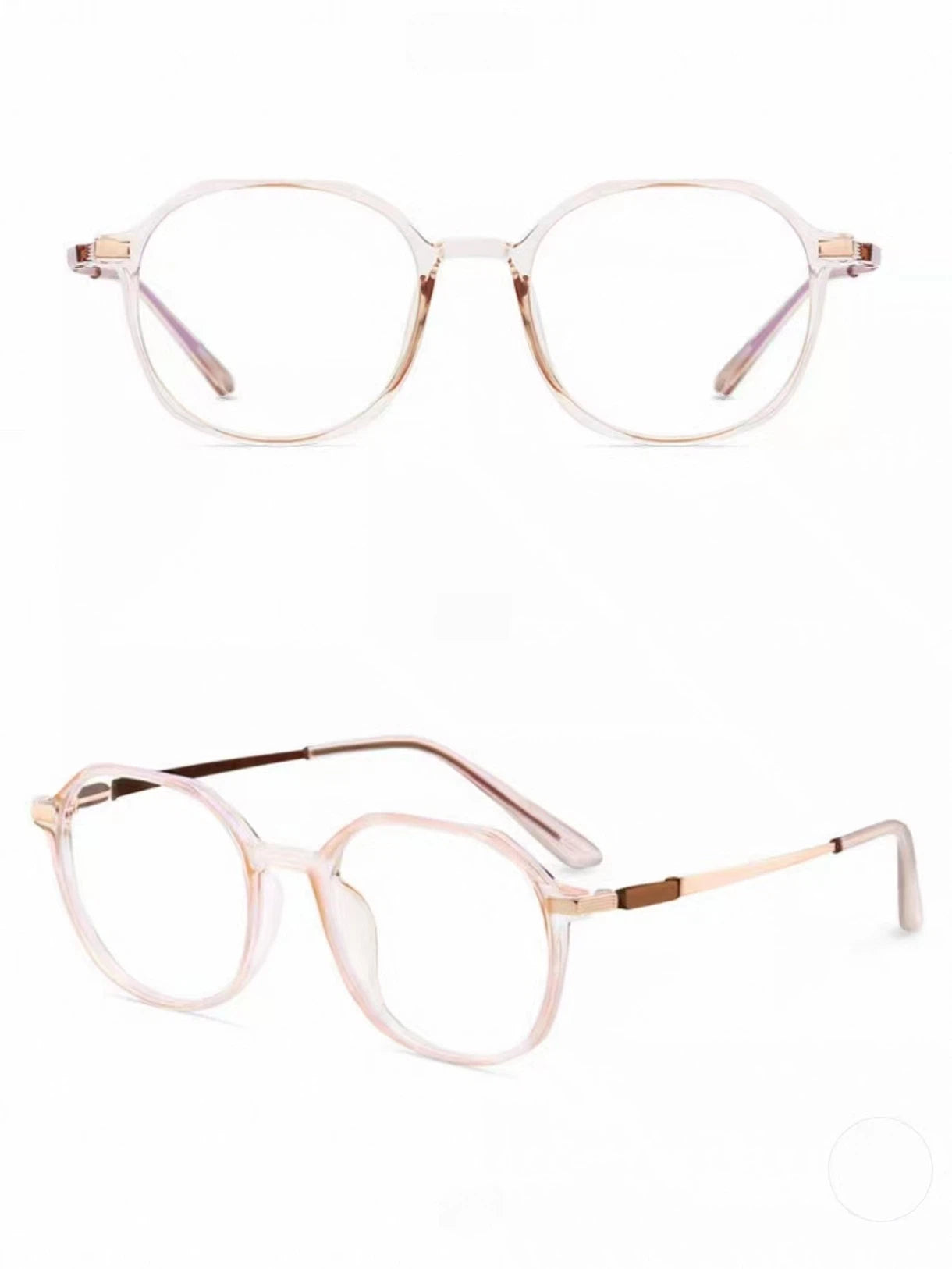 Crystal Brown women's TR90 and alloy full-rim glasses, original front-and-45-degree composite detail
