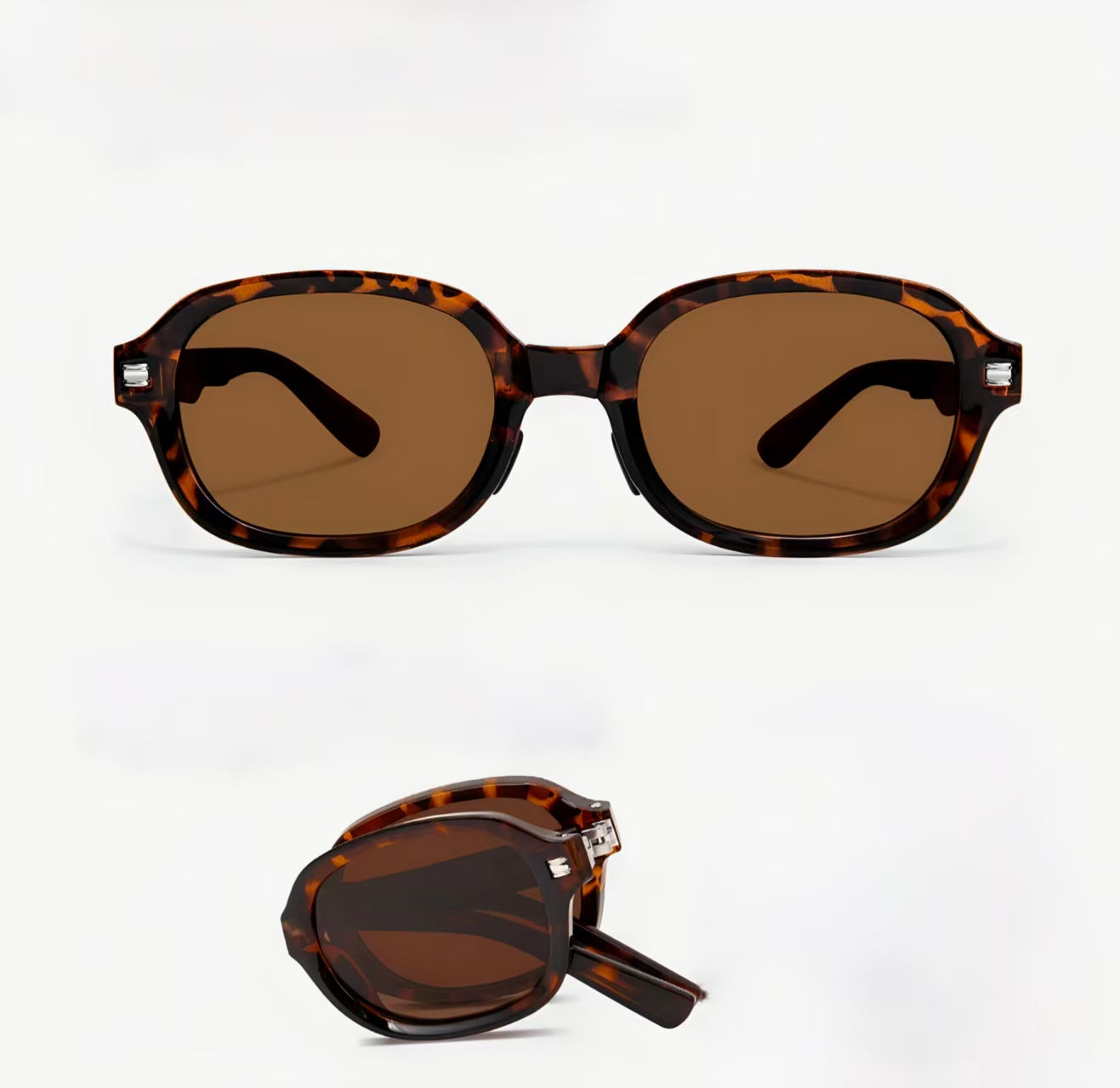Vintage Women’s Tortoise Shell Folding Small Oval UV400 Polarized Sunglasses