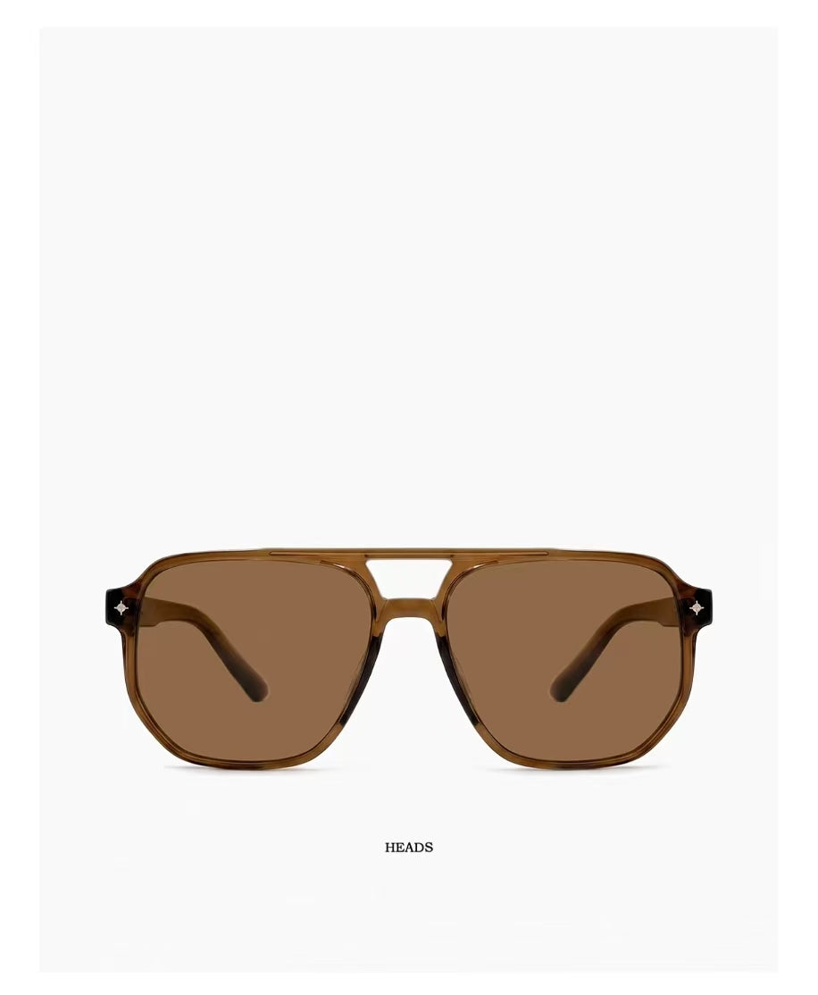 Women’s Amber Brown full-rim double-bridge square sunglasses, front view