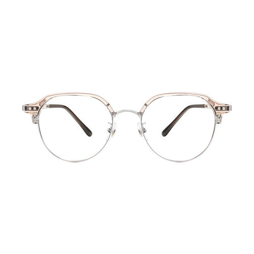 Crystal Brown/Silver front product view of Intellectual Vintage Semi-Rimmed Eyeglasses