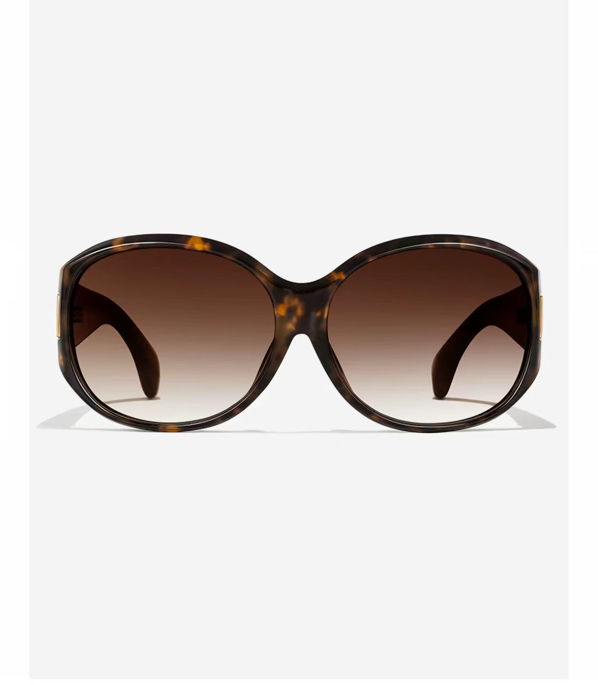 Tortoise Shell full-rim oversized rounded-square polycarbonate sunglasses, front view