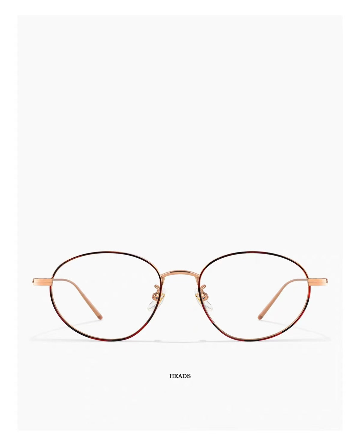 Tortoise Rose Gold women's semi-titanium oval full-rim glasses, front product view