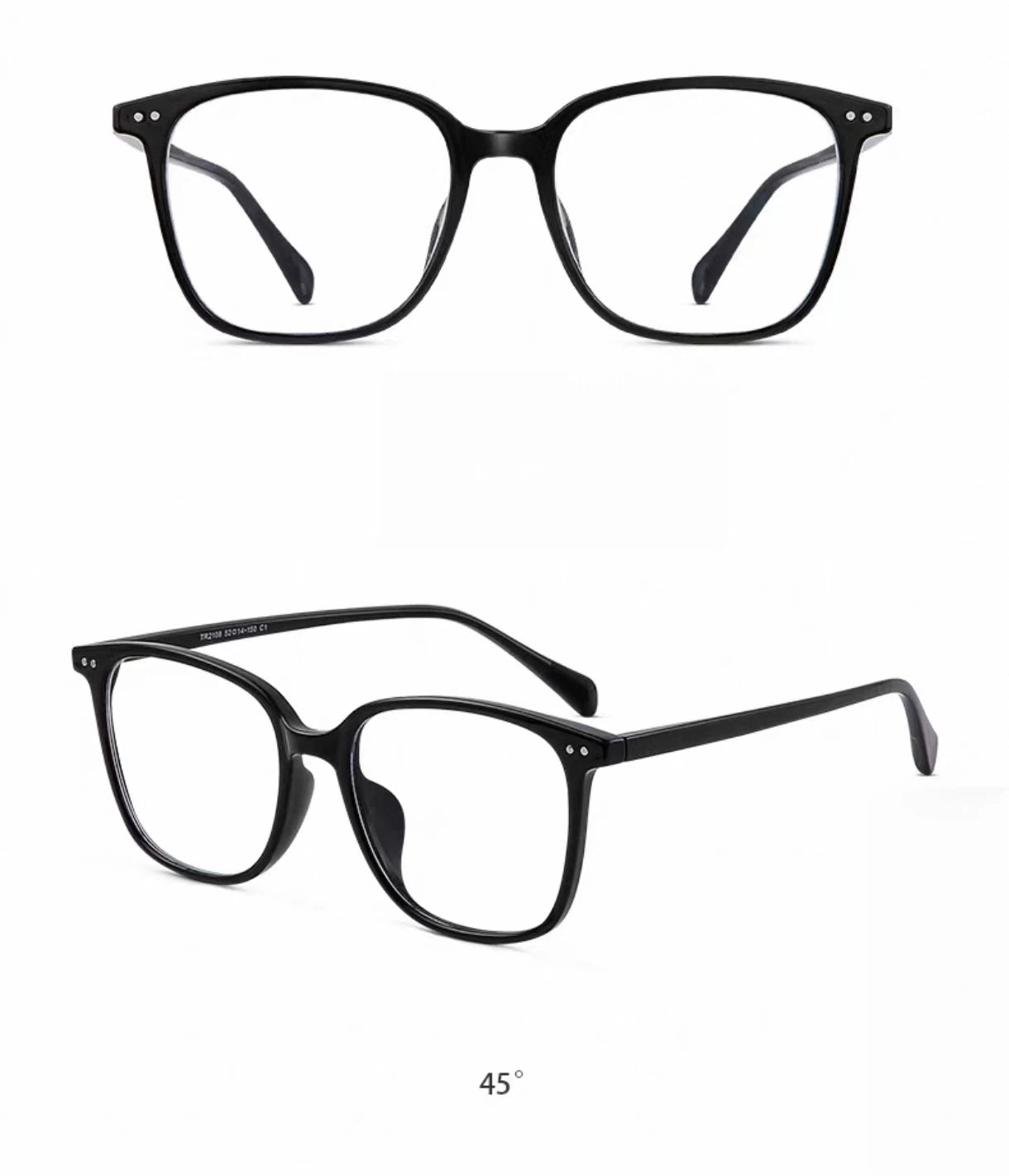 Men’s Retro Ultra-Light Oversized Black Square Prescription Glasses