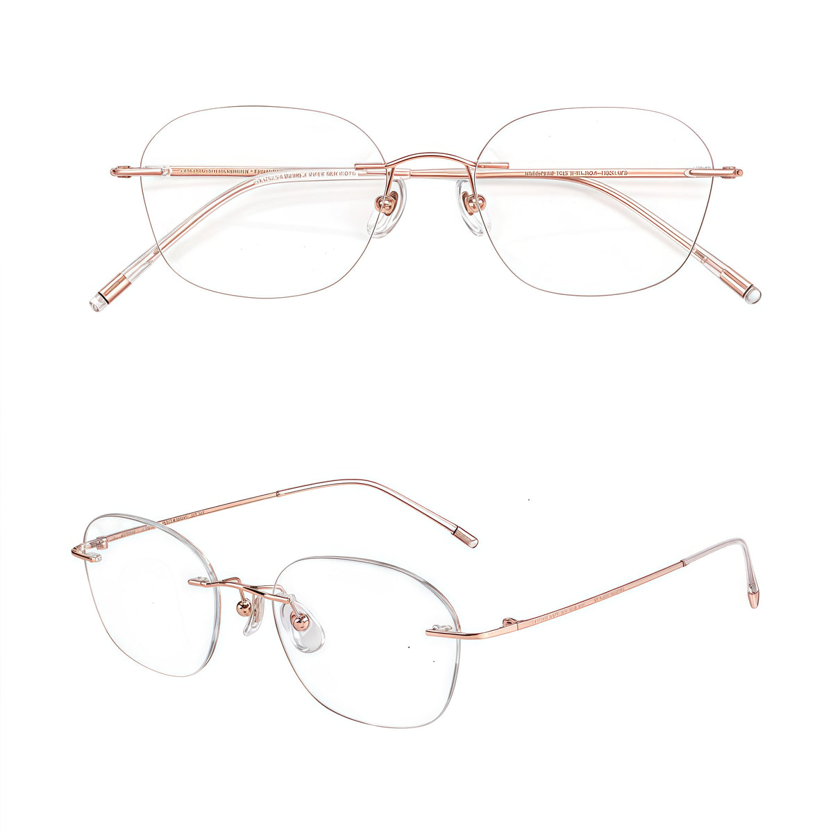 Butter Yellow women's round titanium rimless glasses, product view