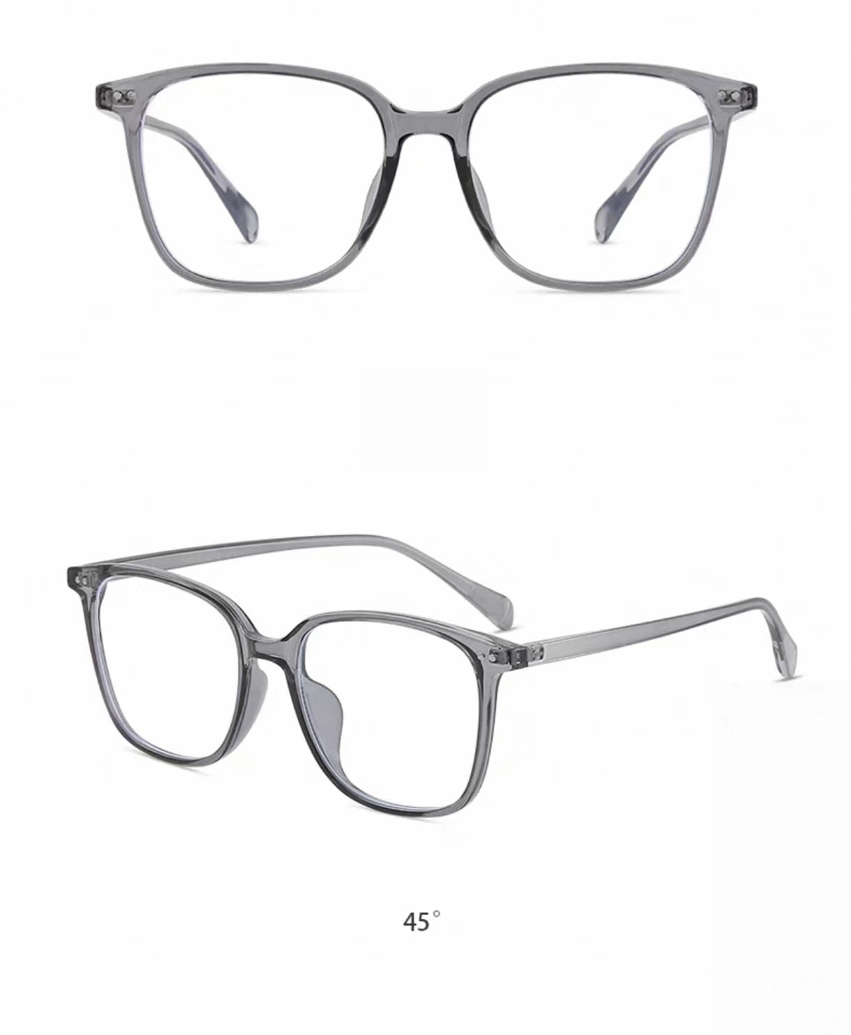 Crystal Gray oversized square full-rim eyeglass frame, product view