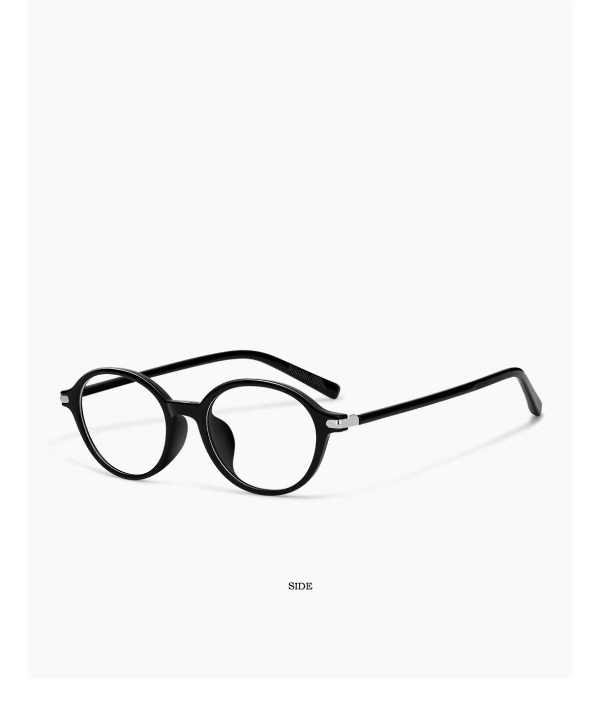 Women’s Retro Geek Chic Ultra-Light Small Oval Black Frame Glasses