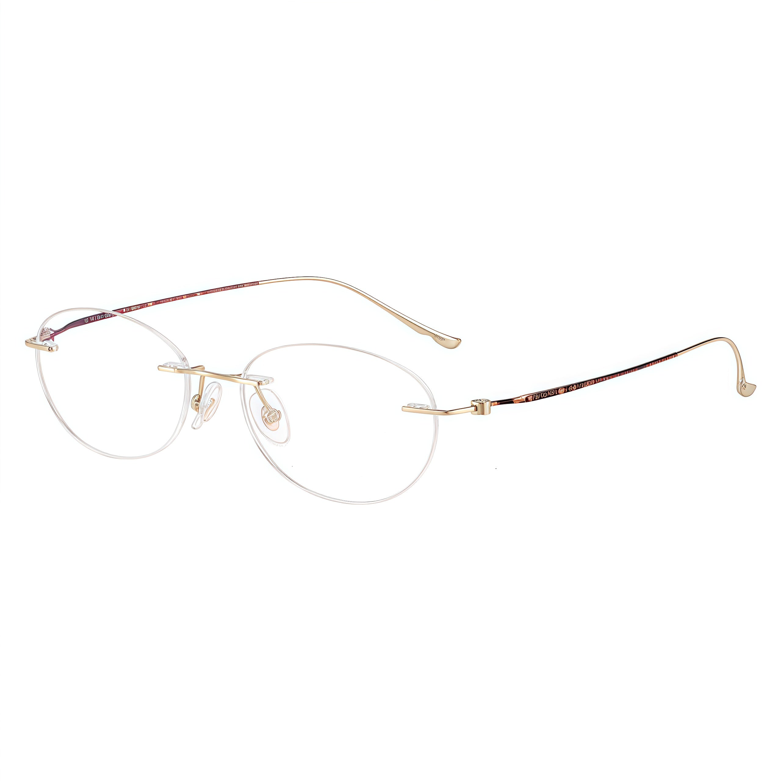 Tortoise/Gold women's slim oval pure titanium rimless glasses, product view