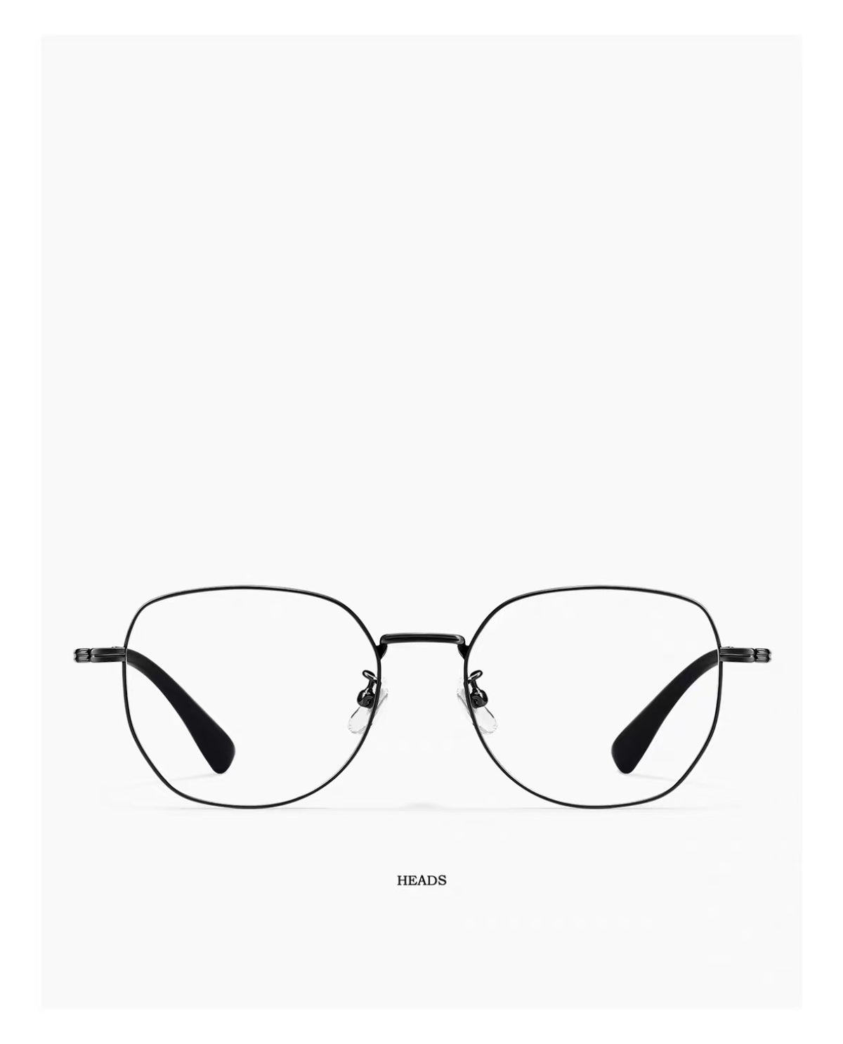Black men's retro oversized titanium full-rim glasses, front product view