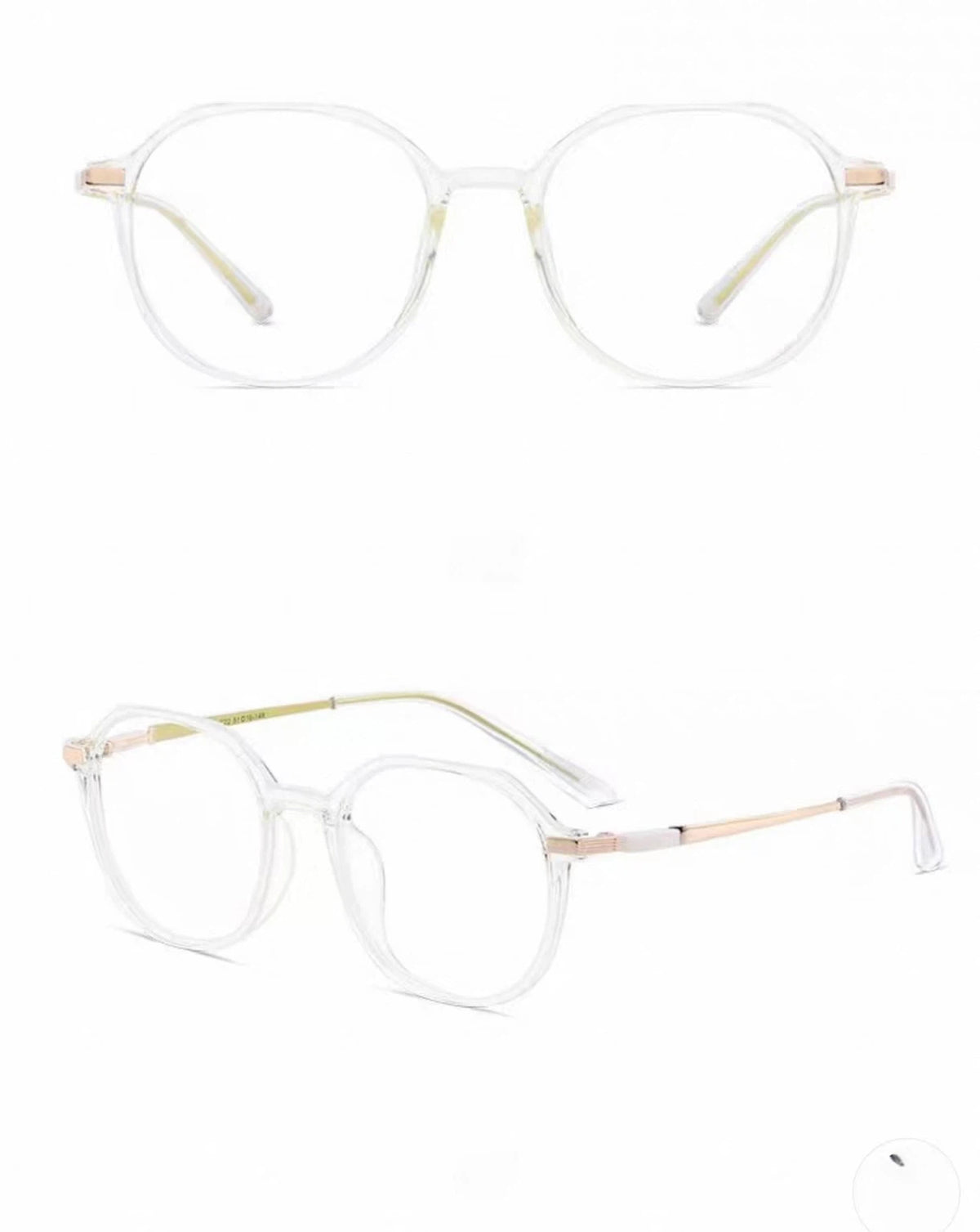 Crystal Clear women's TR90 and alloy full-rim glasses, original front-and-45-degree composite detail