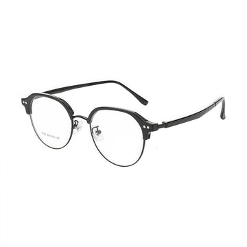 Black 45-degree product view of Intellectual Vintage Semi-Rimmed Eyeglasses
