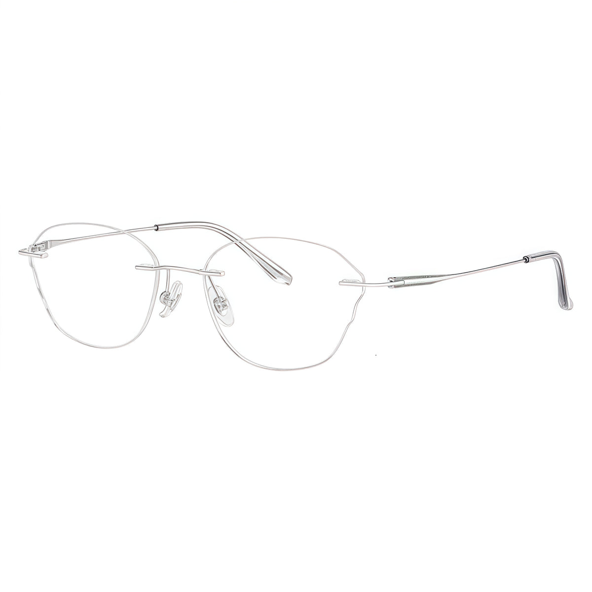 Rose Gold women's wide oval pure titanium rimless glasses, product view