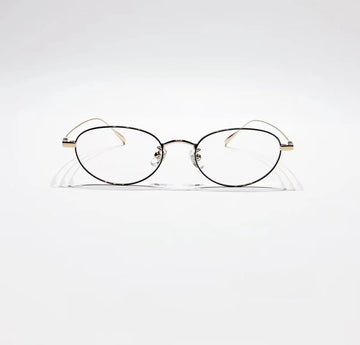 Gold women's titanium small oval full-rim glasses, front product view