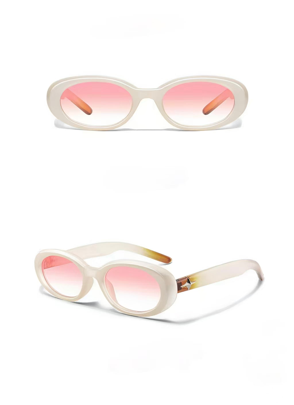 Y2K Sweet Cool White Oval Sunglasses