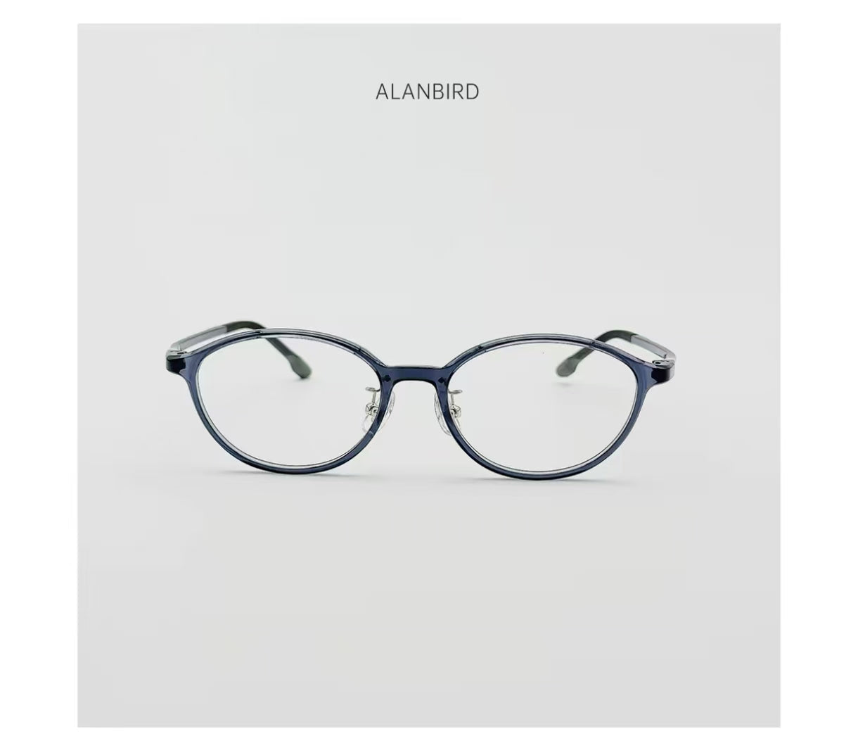 Dark Gray acetate small-fit oval full-rim glasses, front product view