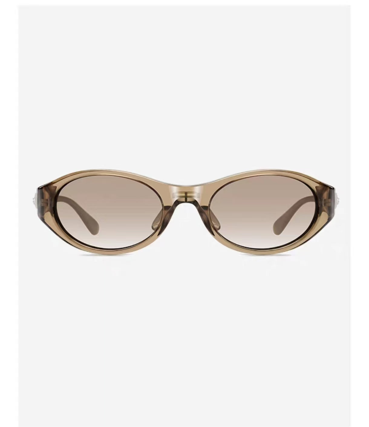 Light Tea Brown full-rim oval cat-eye tr90 sunglasses, front view