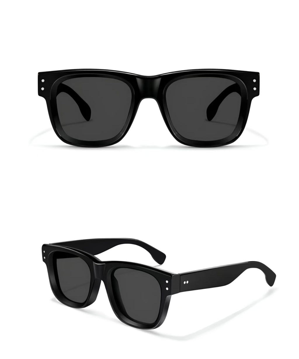 Black women's polycarbonate oversized square sunglasses, product views