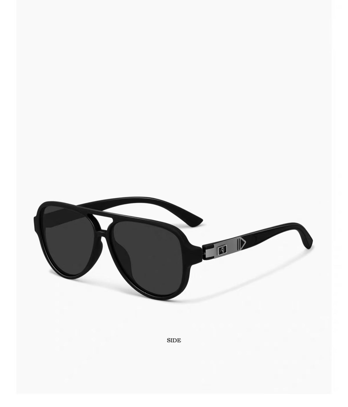 Black Men's TR90 Aviator Polarised Driving Sunglasses, 45-degree product view