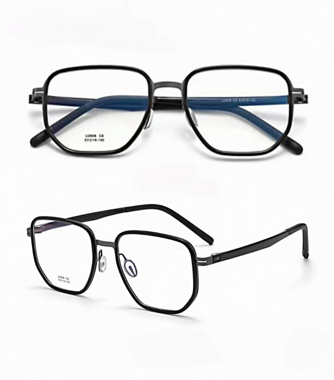 Men's Ultra-Light Pure Titanium and TR90 Full-Rim Glasses