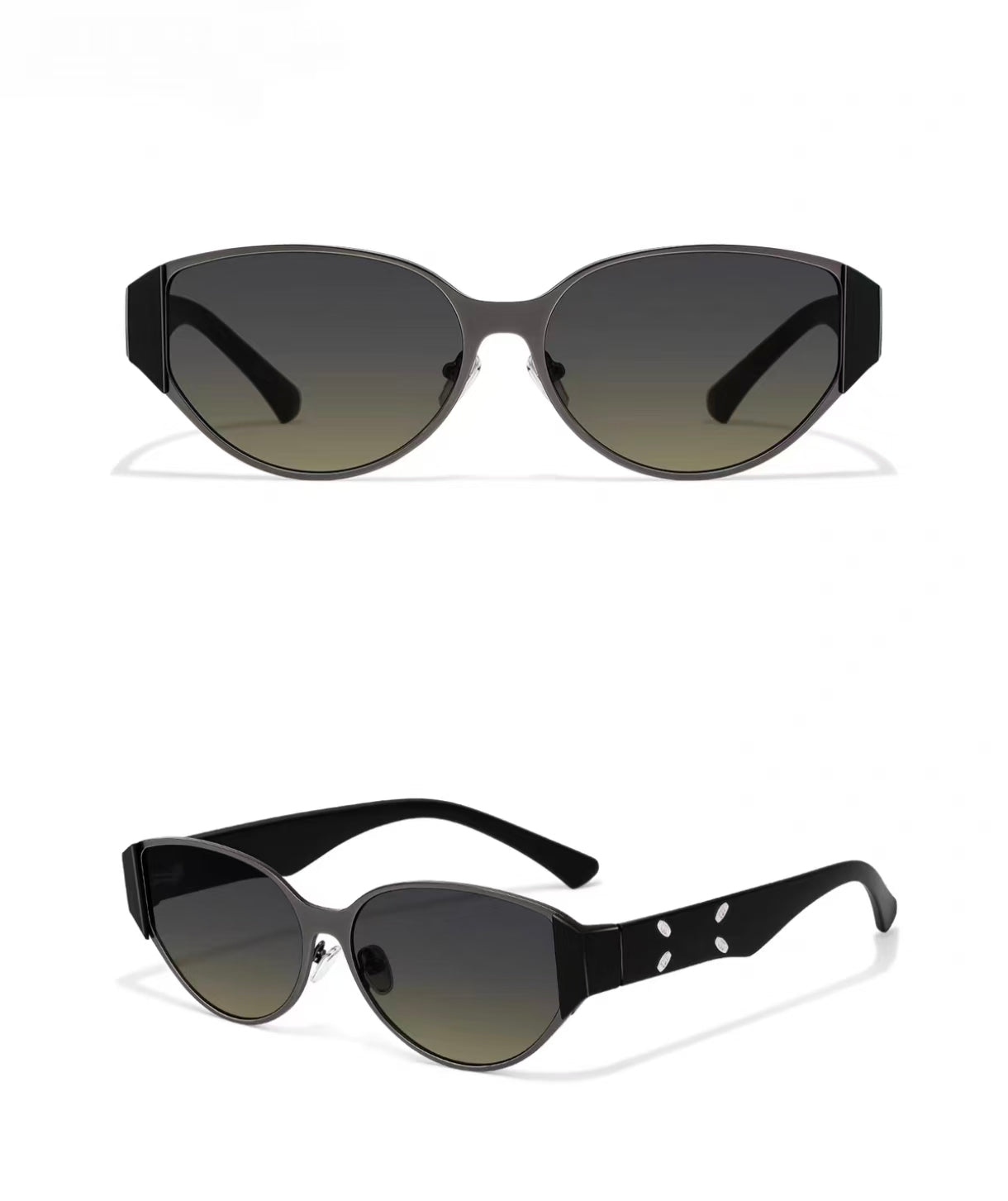 Vintage Women’s Off White Metal Cat Eye UV400 Beach Sunglasses