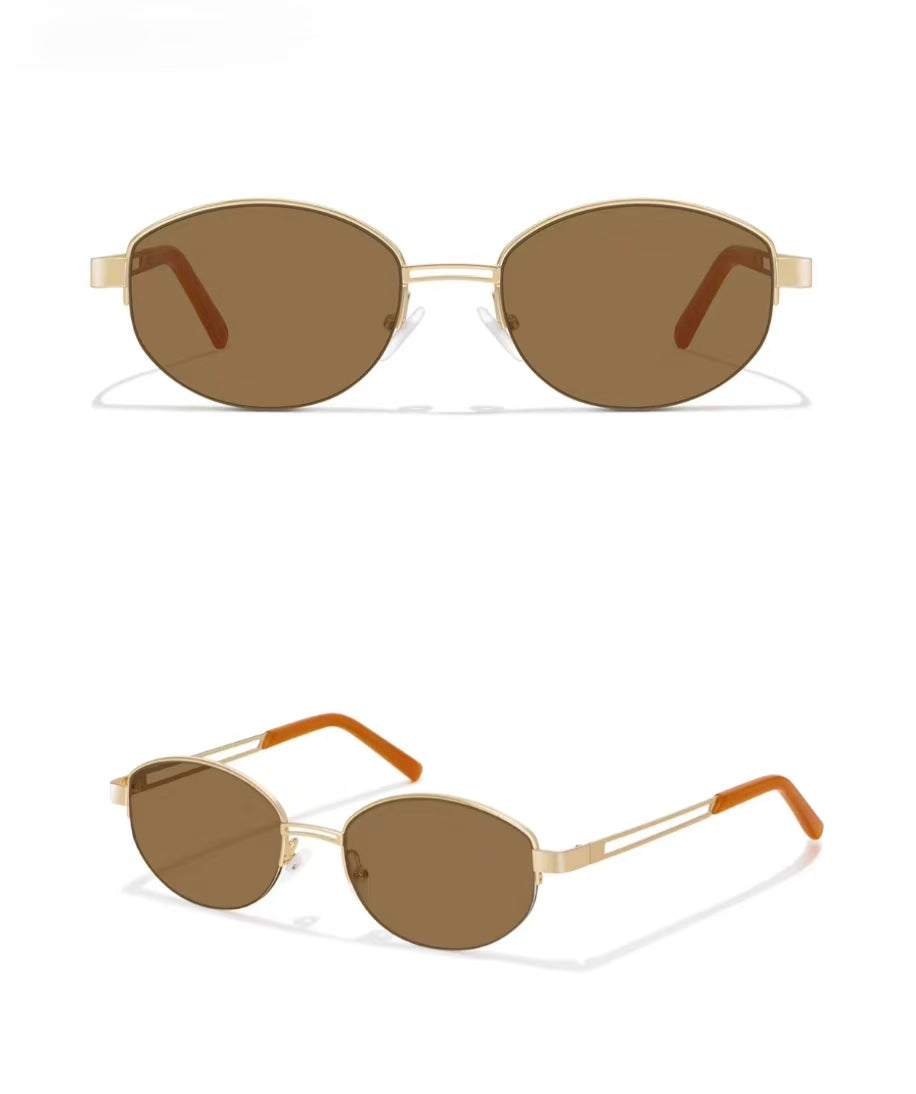 Women’s Metal Small Oval UV400 Sunglasses