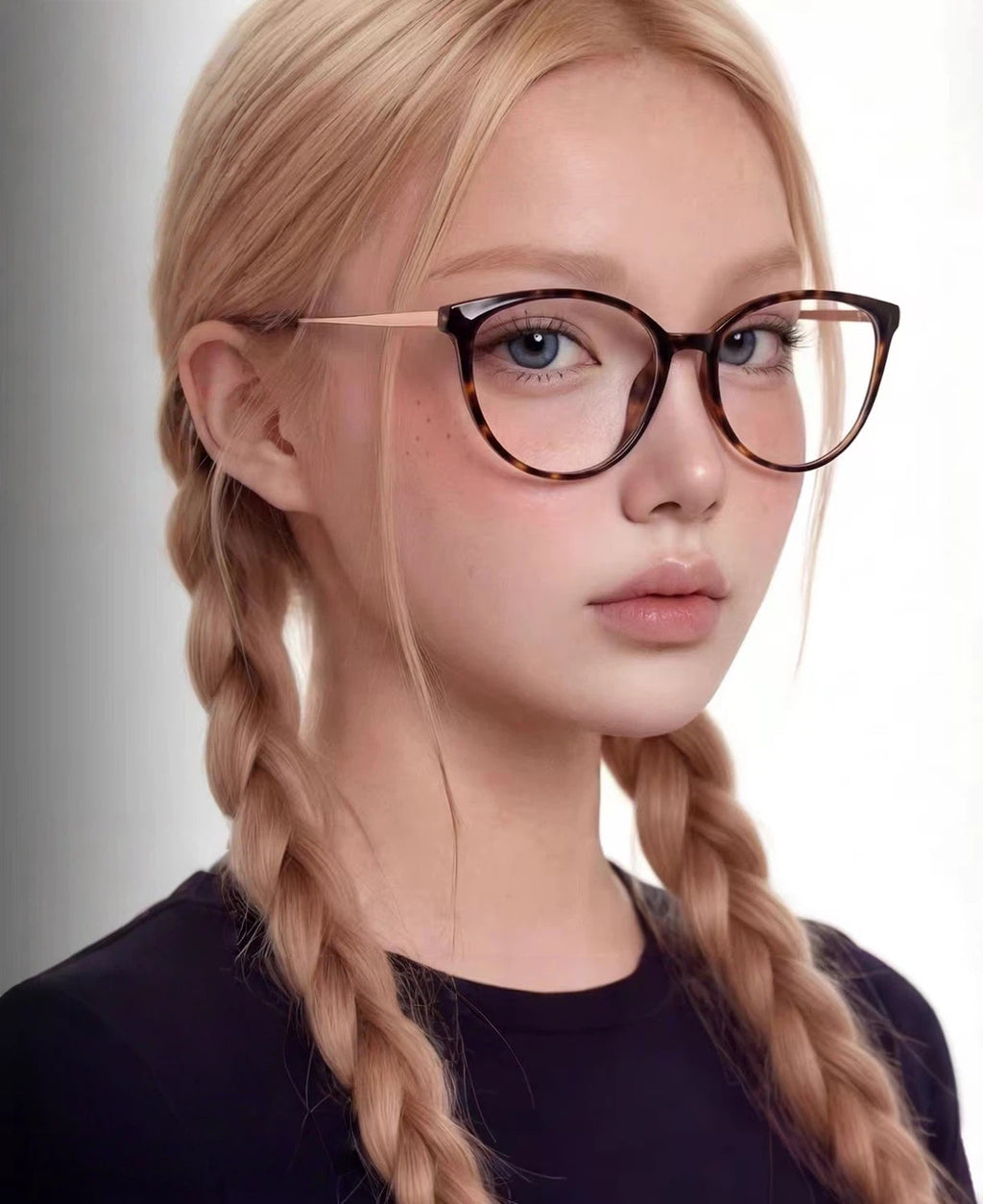 Women’s Retro Tortoiseshell Oversized Cat Eye Ultra-Light Glasses