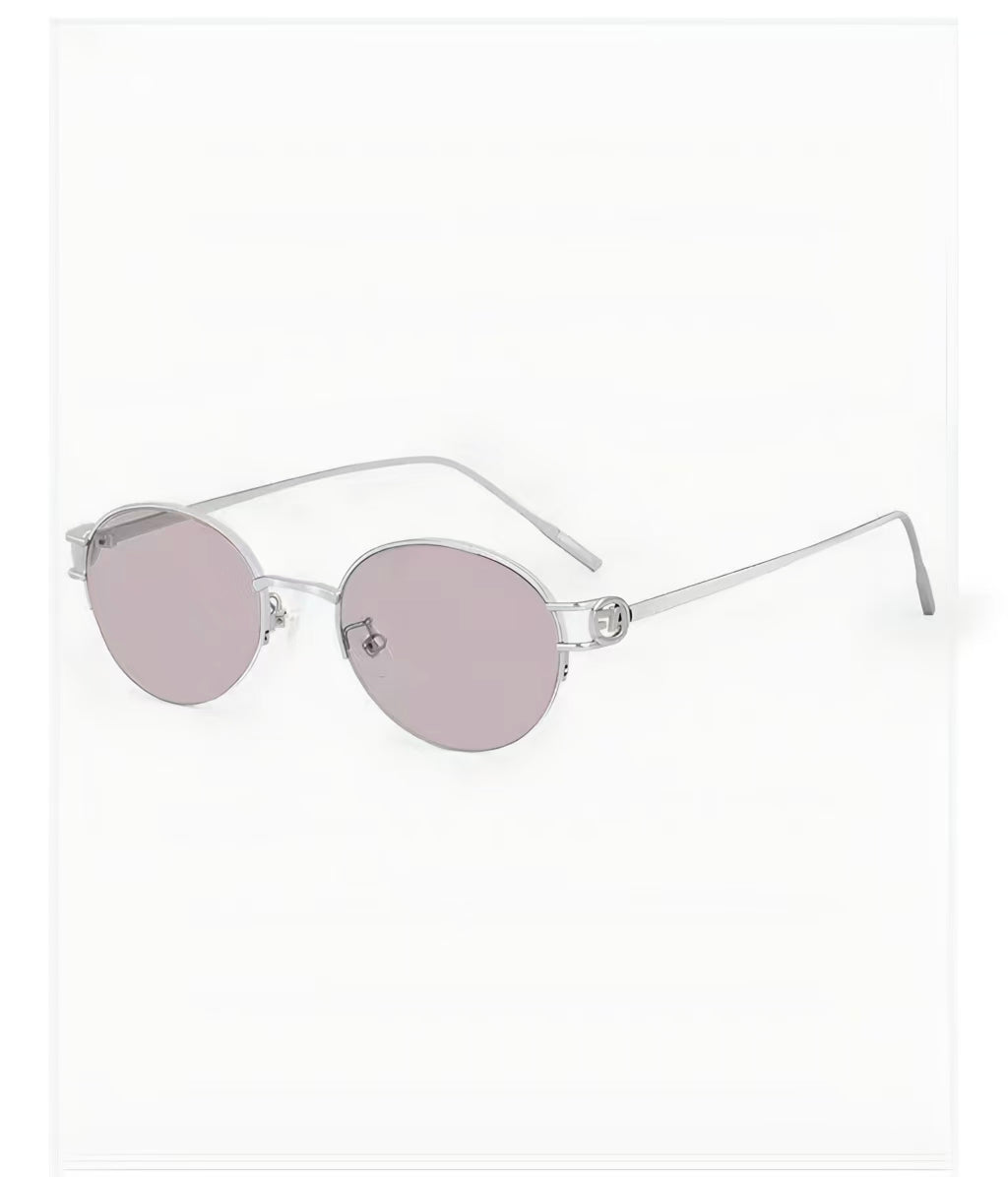 Women’s Nude Pink semi-rimless oval sunglasses, three-quarter product view