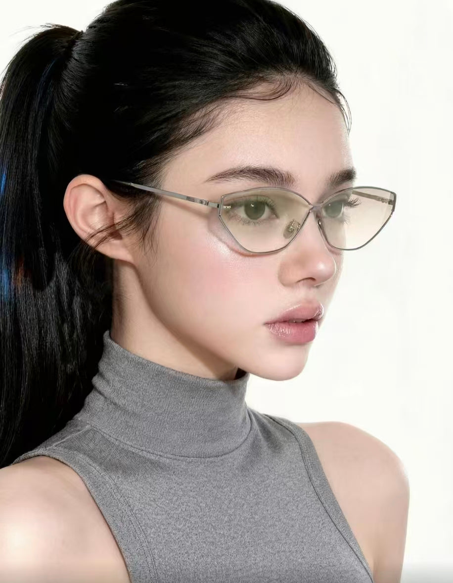 Y2K Women’s Luxury Rimless Small Oval UV400 Sunglasses