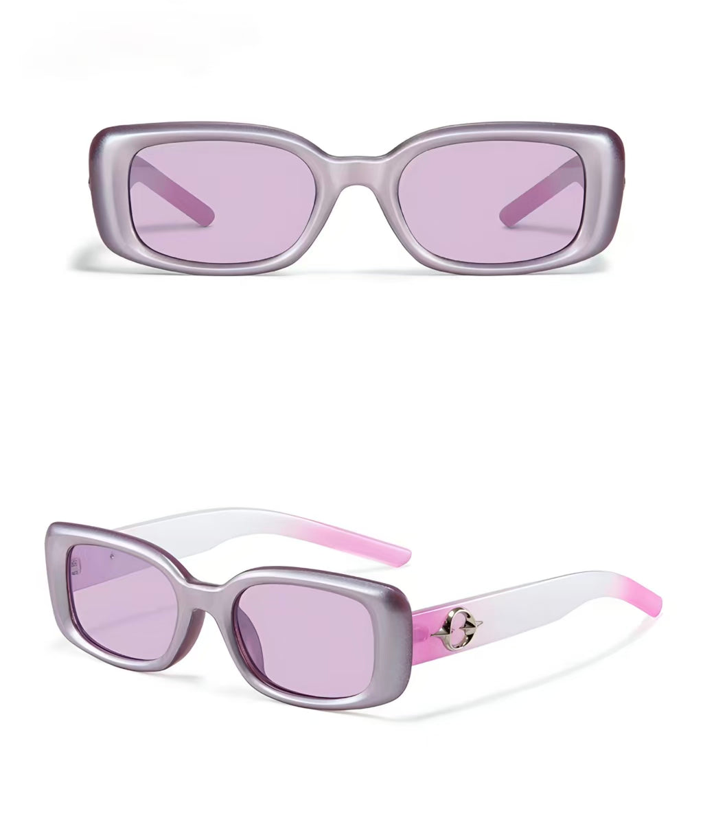 Lavender Pink women's polycarbonate narrow rectangle sunglasses, product views